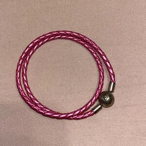 Pink leather Pandora Bracelet